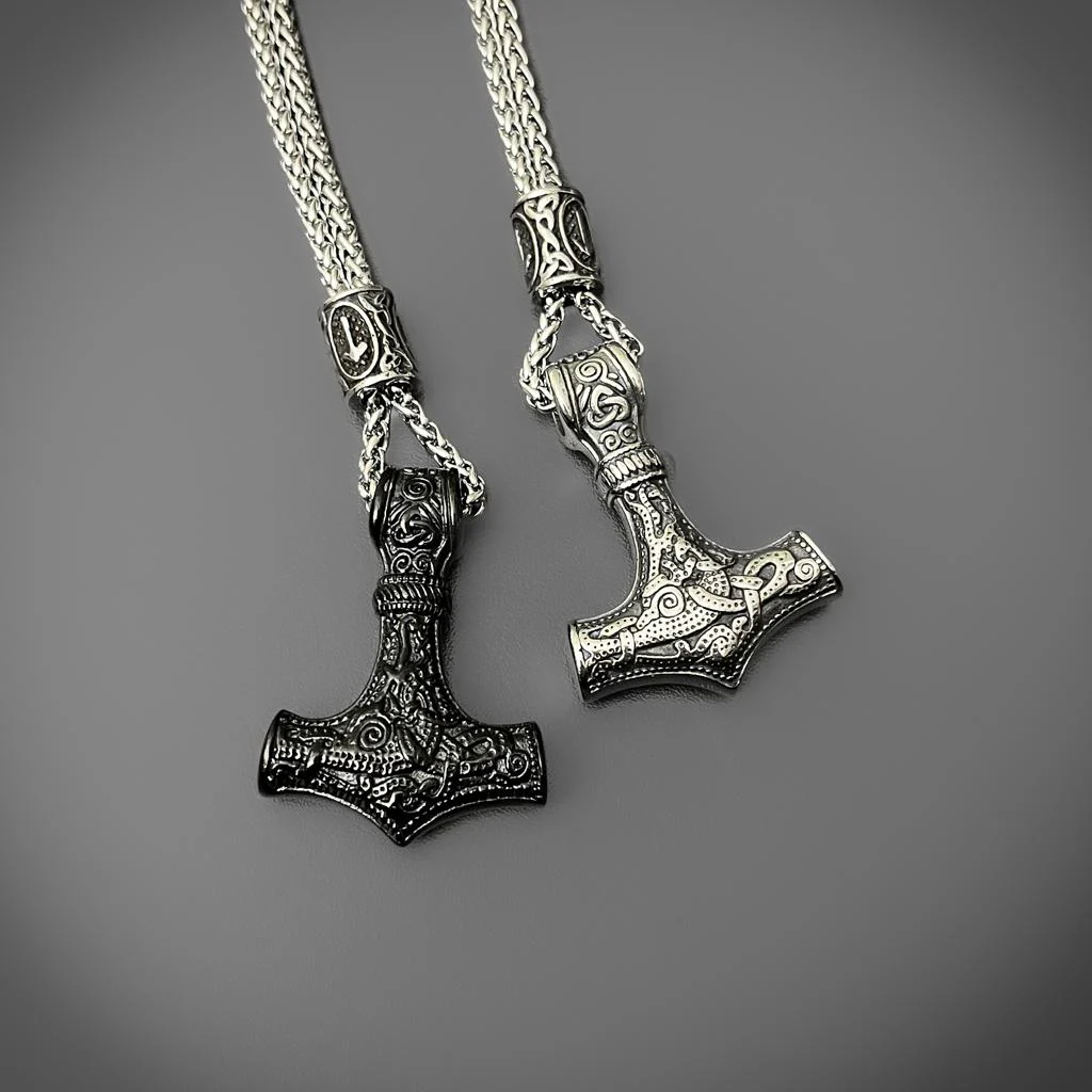 Runed Mjolnir Pendant